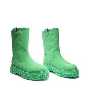 SCHUTZ “Jacy” Gianni Green Rubber Leather Boot